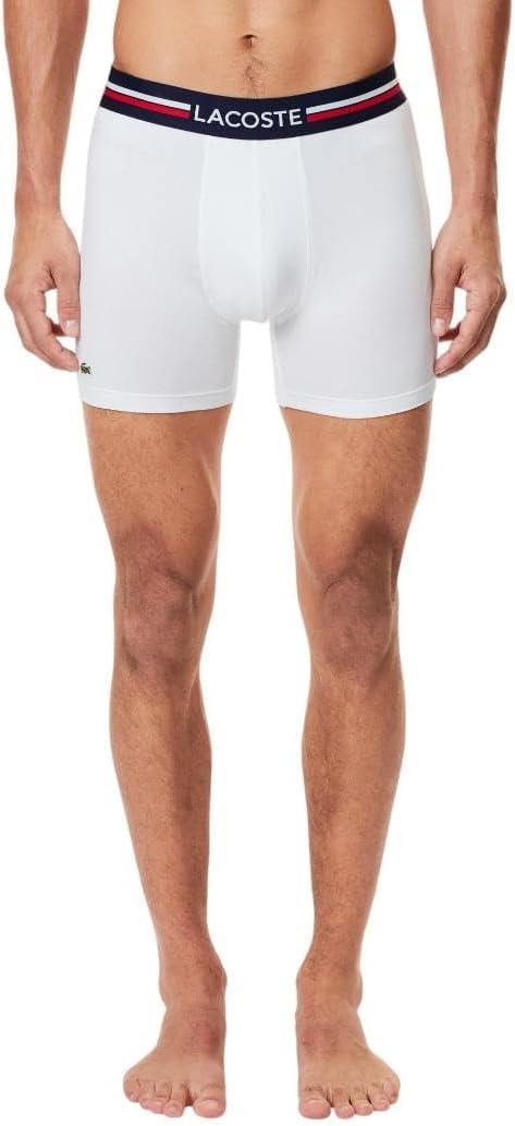 image:imageLacoste Mens Cotton Stretch Tricolor Waistband Boxer Briefs 3packDeep Ocean