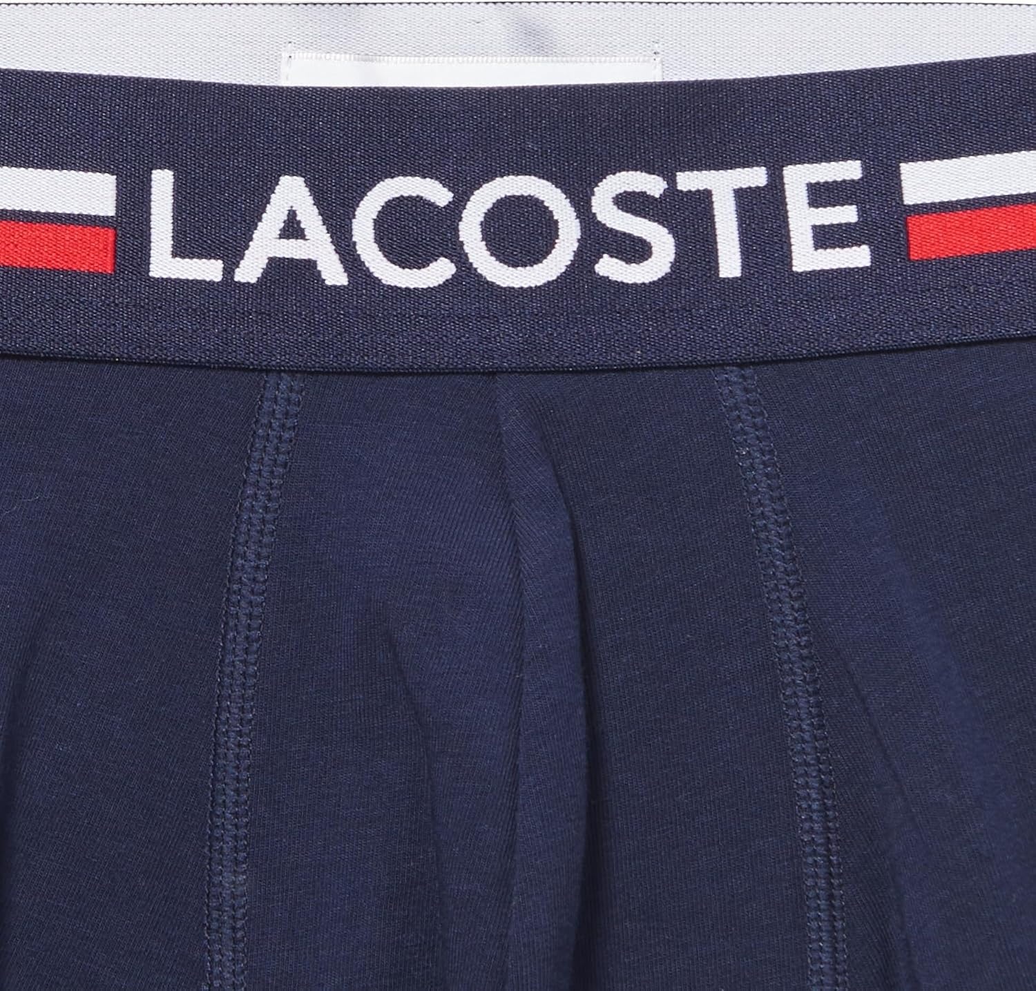 image:imageLacoste Mens Cotton Stretch Tricolor Waistband Boxer Briefs 3packNavy BlueDove GreyRed