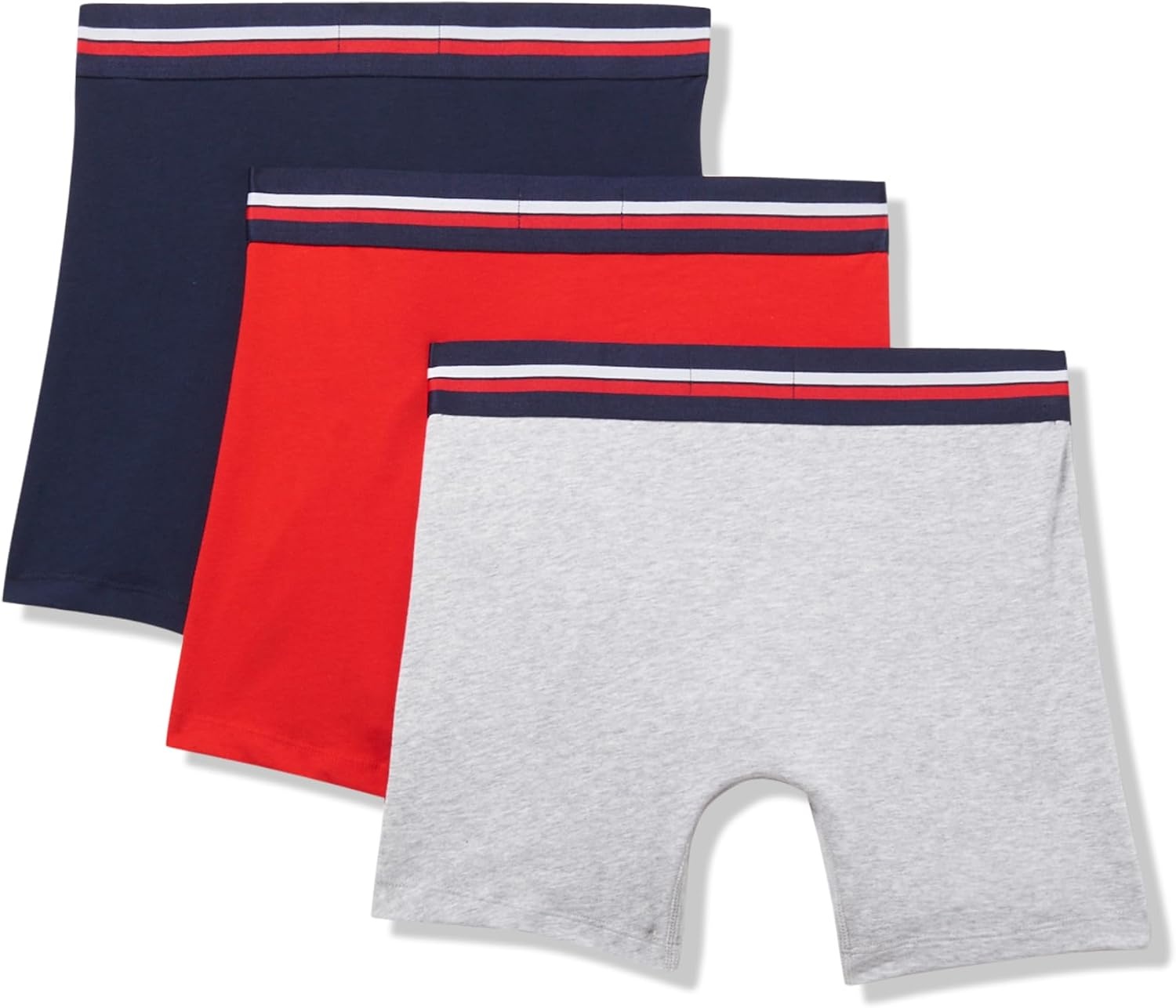 image:imageLacoste Mens Cotton Stretch Tricolor Waistband Boxer Briefs 3packNavy BlueDove GreyRed