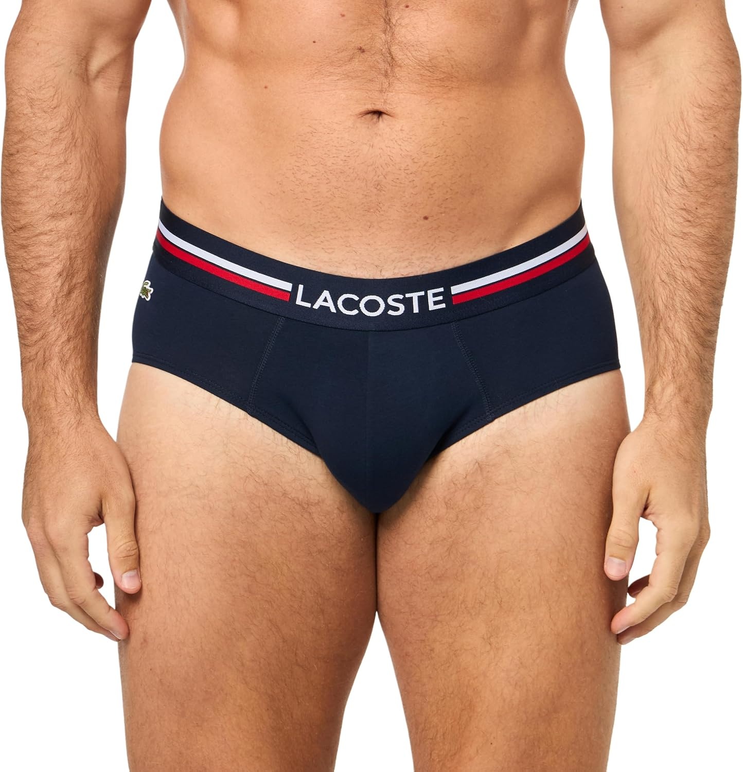 image:imageLacoste Mens Cotton Stretch Tricolor Waistband Briefs 3packNavy BlueGreyRed