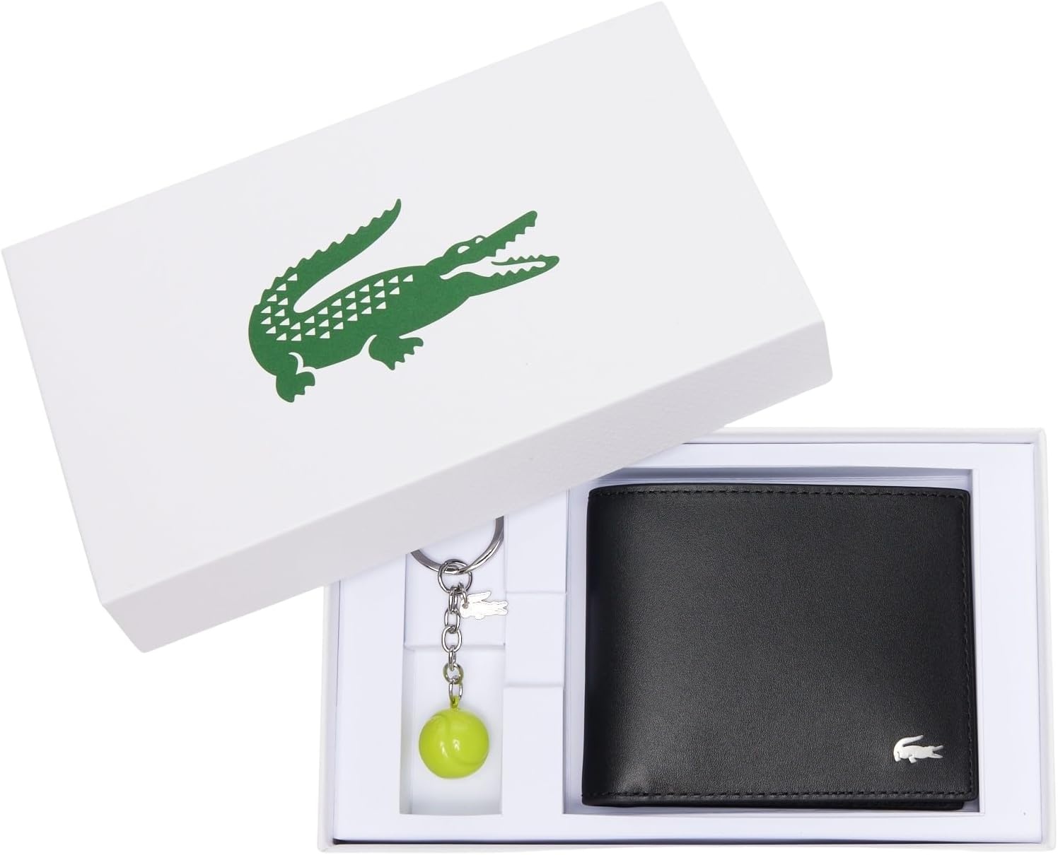 image:imageLacoste Mens FG Billfold and Keychain Gift Set Noir Kr Ball Jaune Fluo