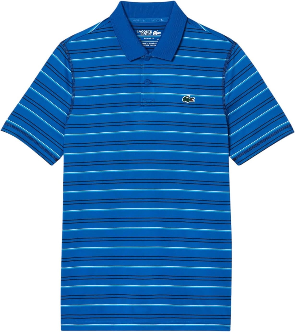 image:imageLacoste Mens Golf Recycled Polyester Stripe Polo ShirtKingdom BlueNavy Blue