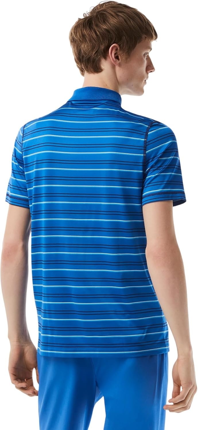 image:imageLacoste Mens Golf Recycled Polyester Stripe Polo ShirtKingdom BlueNavy Blue