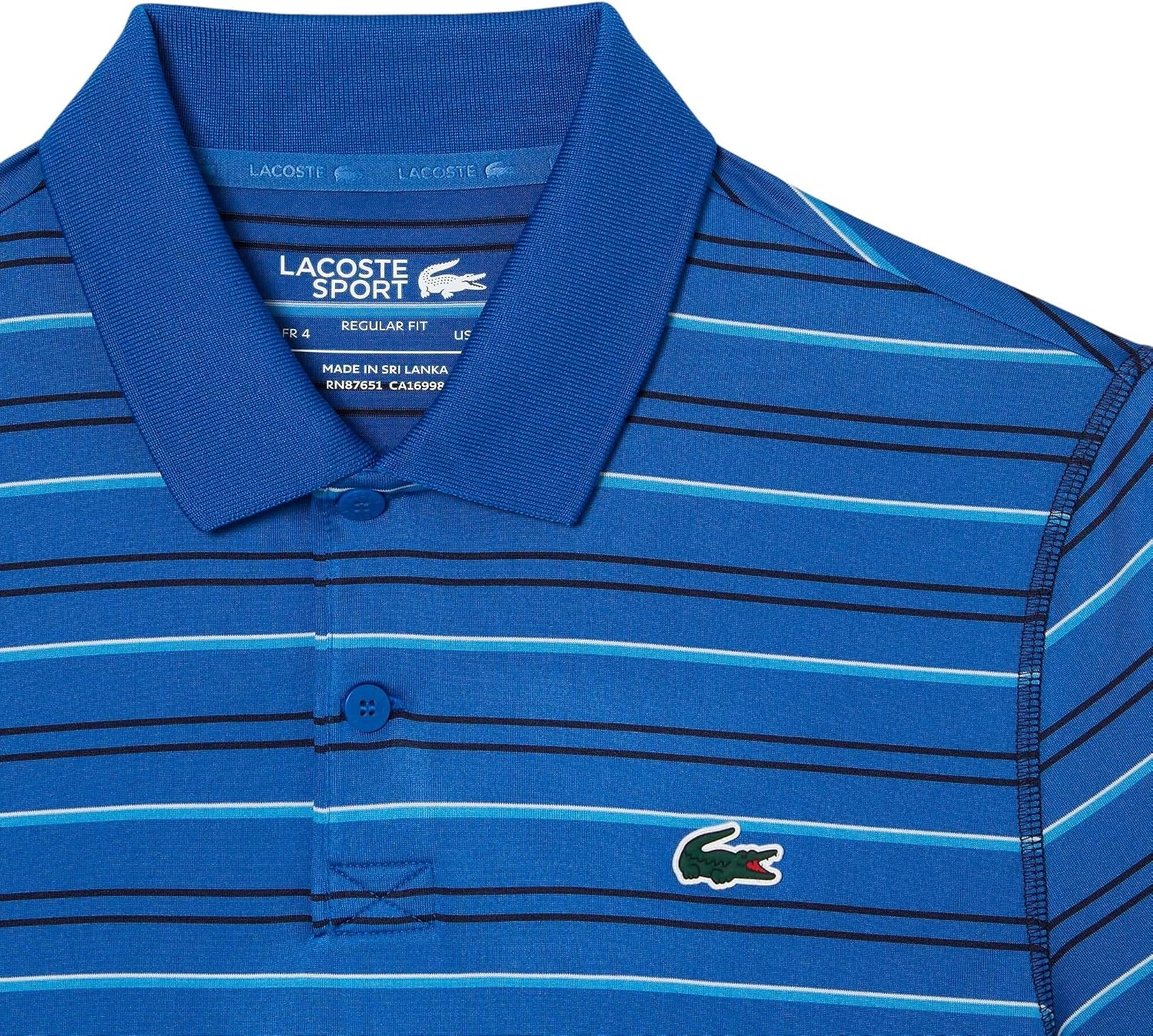 image:imageLacoste Mens Golf Recycled Polyester Stripe Polo ShirtKingdom BlueNavy Blue