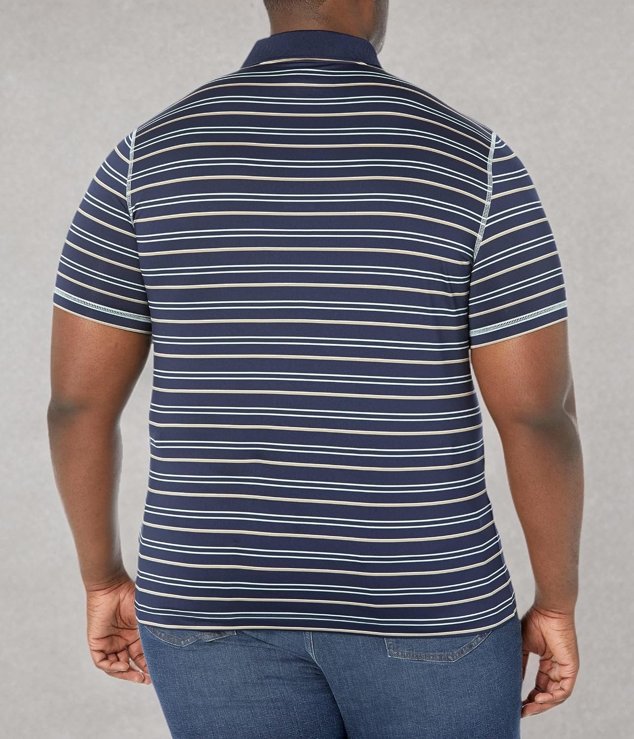 image:imageLacoste Mens Golf Recycled Polyester Stripe Polo ShirtNavy BluePastille MintF