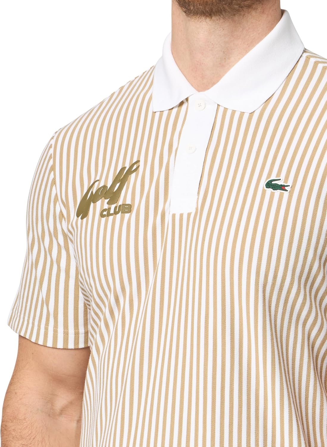 image:imageLacoste Mens Heat Regulating Striped Golf PoloVienneseWhite