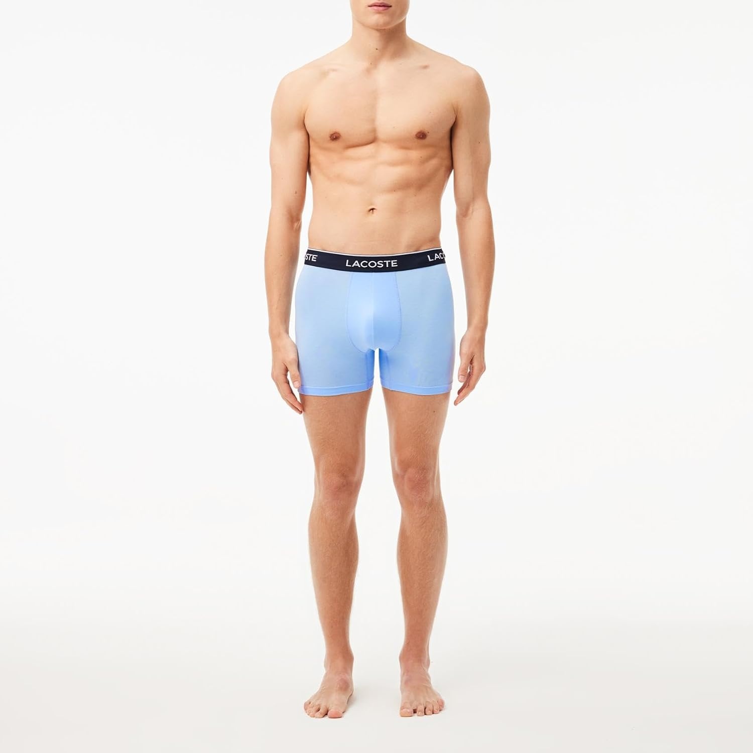 image:imageLacoste Mens Long Stretch Cotton Jersey Boxer Brief 3packAquaTranquil BlueDove Grey