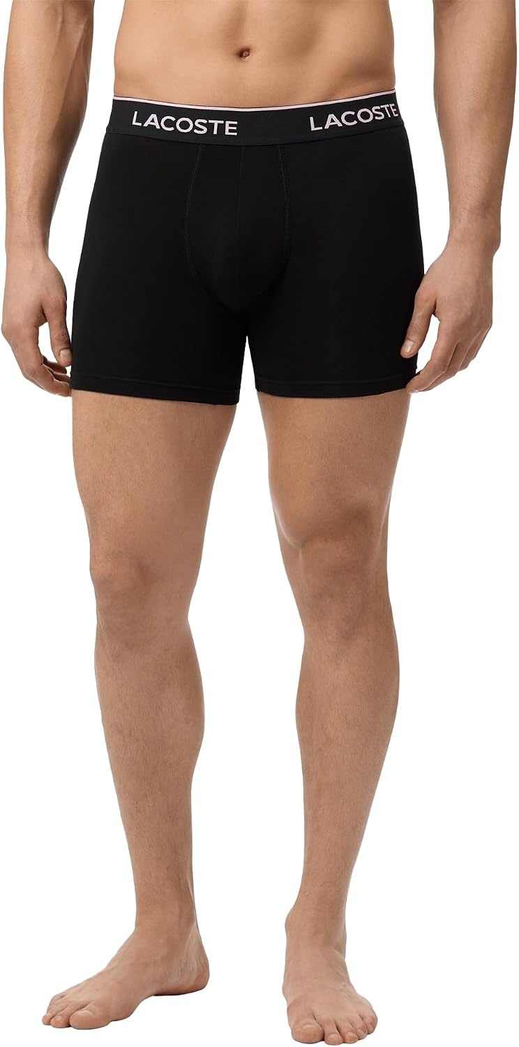 image:imageLacoste Mens Long Stretch Cotton Jersey Boxer Brief 3packBlackAlbiziaElephant Grey