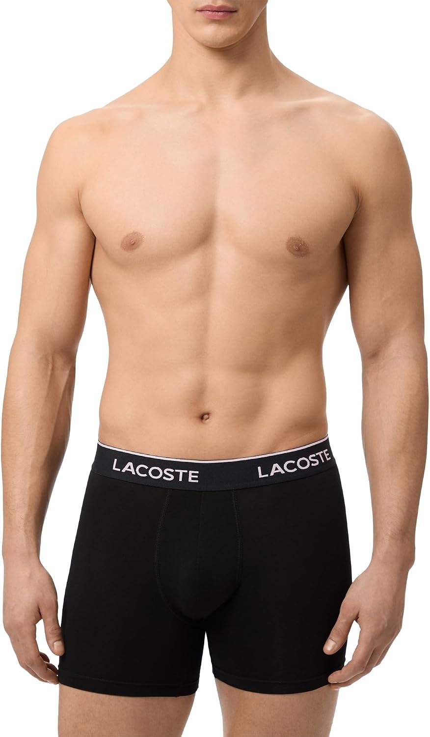 image:imageLacoste Mens Long Stretch Cotton Jersey Boxer Brief 3packBlackAlbiziaElephant Grey