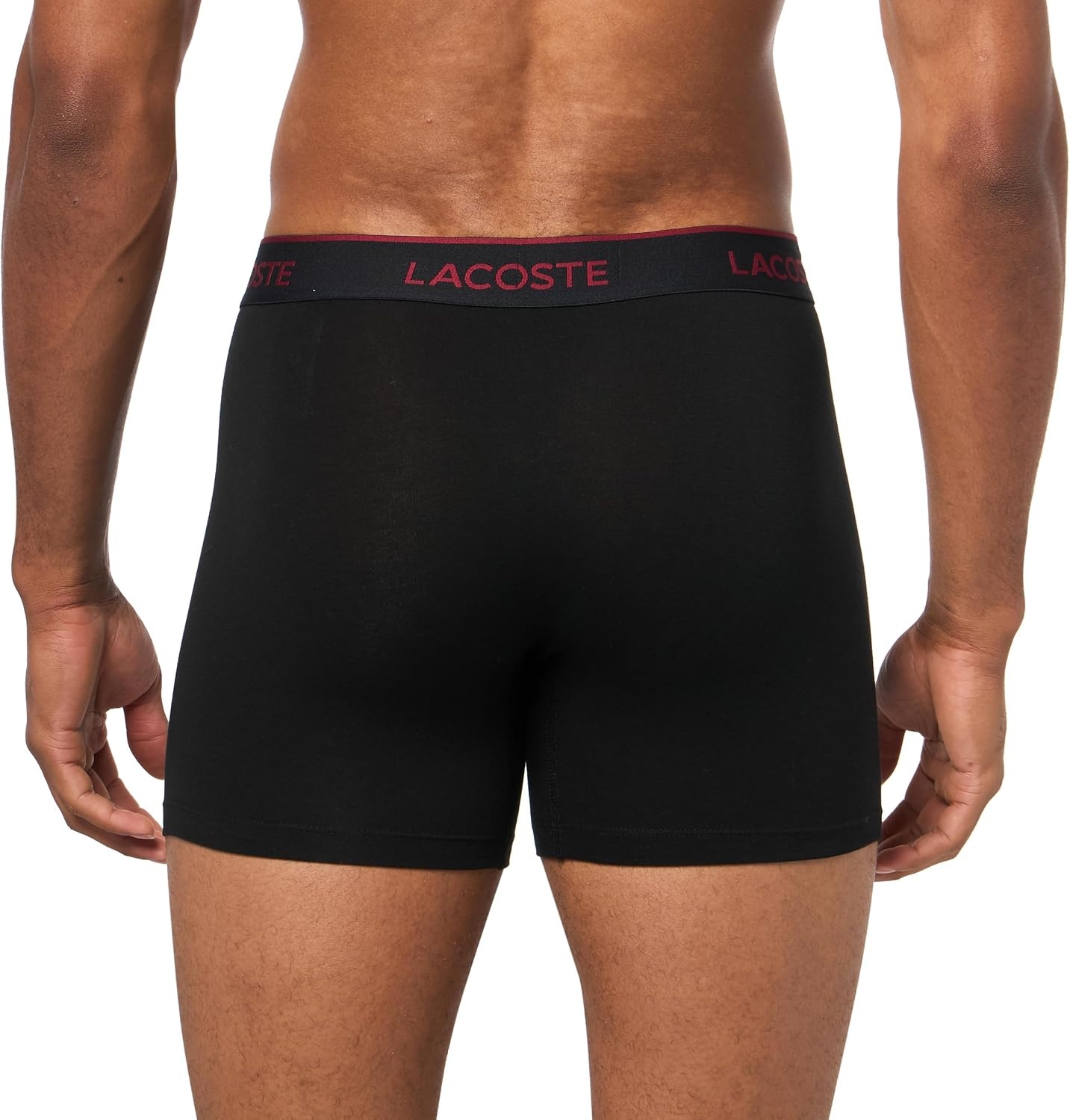 image:imageLacoste Mens Long Stretch Cotton Jersey Boxer Brief 3packBlackBordeauxAbyss Blue