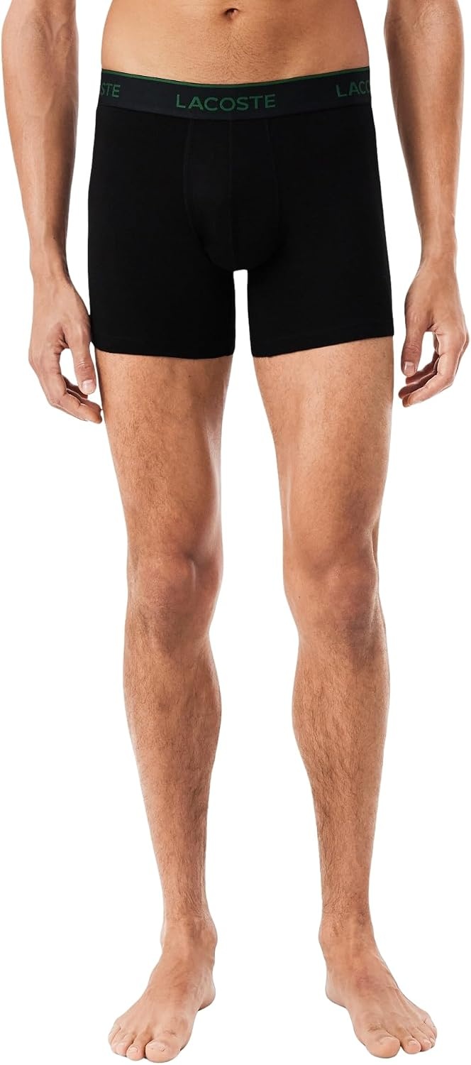 image:imageLacoste Mens Long Stretch Cotton Jersey Boxer Brief 3packBlackWhiteCaptain Green