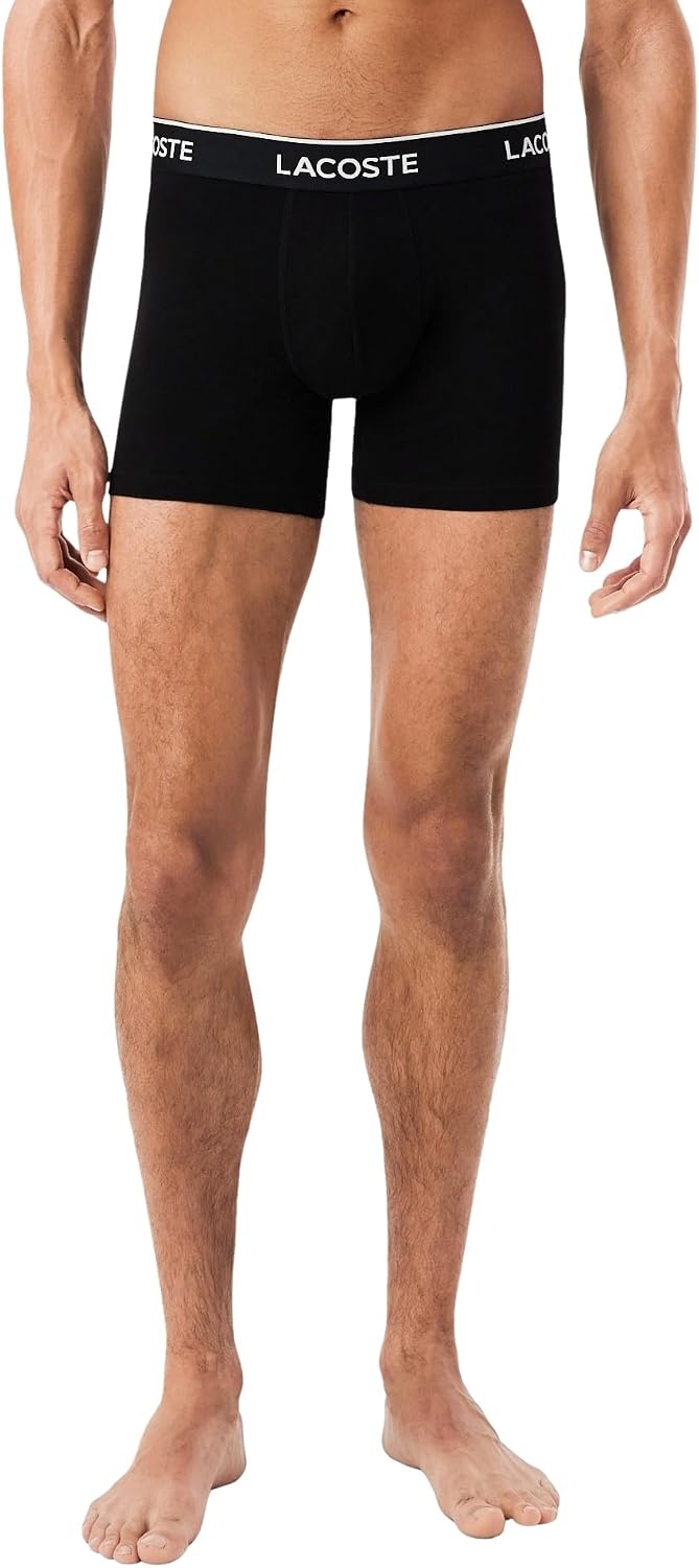 image:imageLacoste Mens Long Stretch Cotton Jersey Boxer Brief 3packBlackWhiteCaptain Green