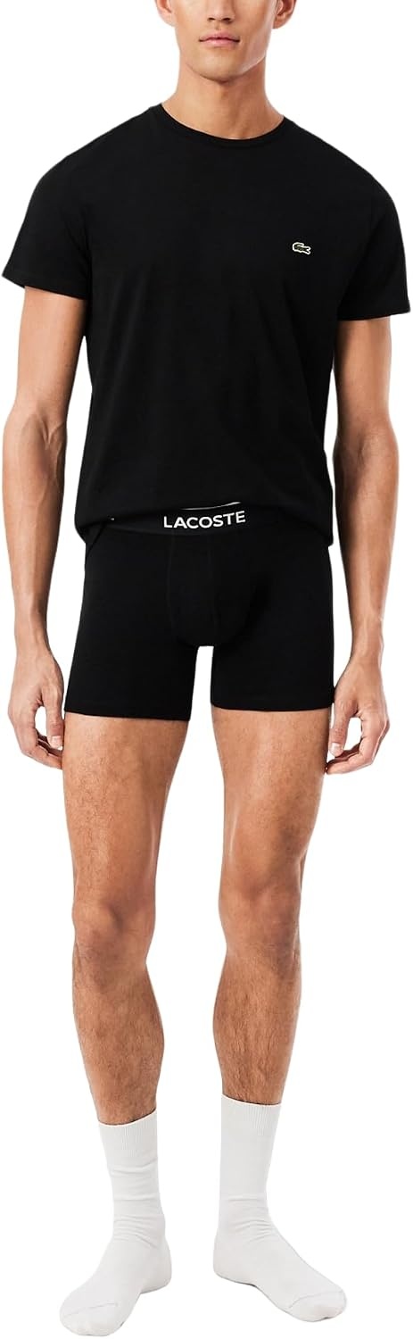 image:imageLacoste Mens Long Stretch Cotton Jersey Boxer Brief 3packBlackWhiteCaptain Green
