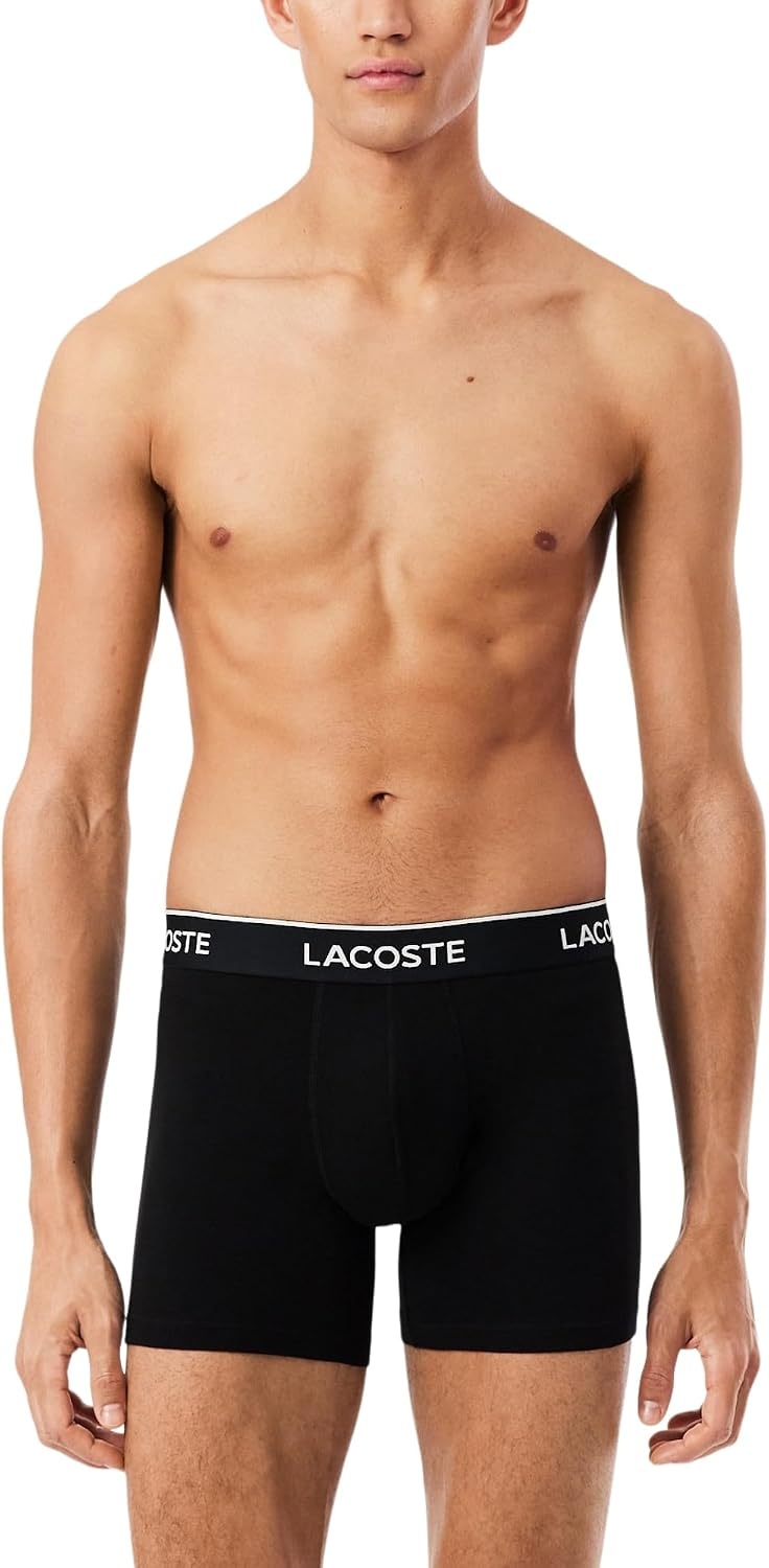 image:imageLacoste Mens Long Stretch Cotton Jersey Boxer Brief 3packBlackWhiteCaptain Green
