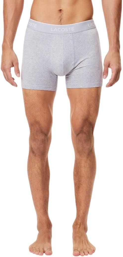 image:imageLacoste Mens Long Stretch Cotton Jersey Boxer Brief 3packBlackWhiteDove Grey