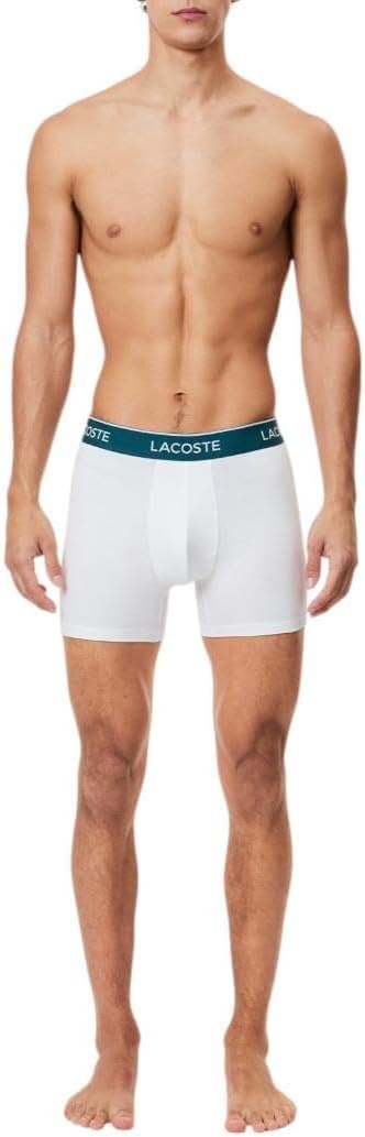 image:imageLacoste Mens Long Stretch Cotton Jersey Boxer Brief 3packBlackWhiteDove Grey