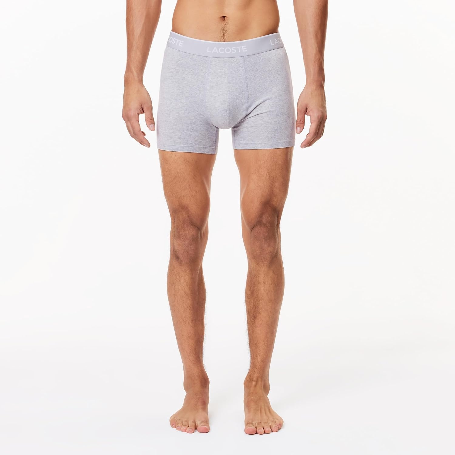 image:imageLacoste Mens Long Stretch Cotton Jersey Boxer Brief 3packBlackWhiteDove Grey New