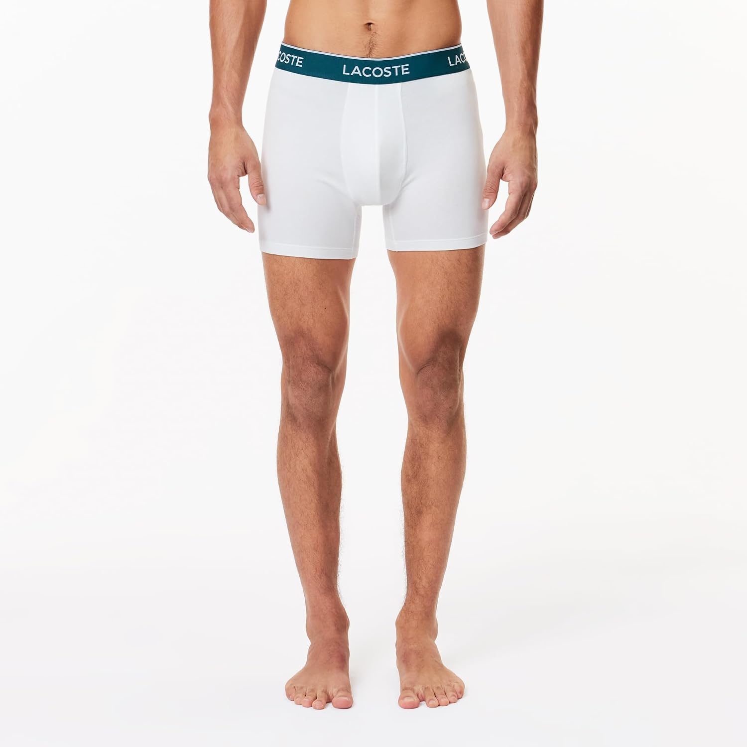 image:imageLacoste Mens Long Stretch Cotton Jersey Boxer Brief 3packBlackWhiteDove Grey New