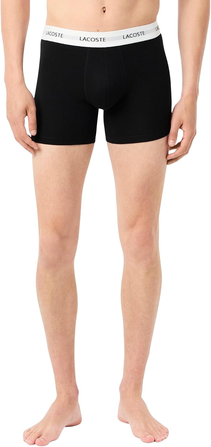 image:imageLacoste Mens Long Stretch Cotton Jersey Boxer Brief 3packBlackWhiteGrey