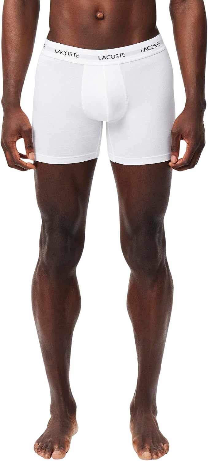 image:imageLacoste Mens Long Stretch Cotton Jersey Boxer Brief 3packBlackWhiteGrey