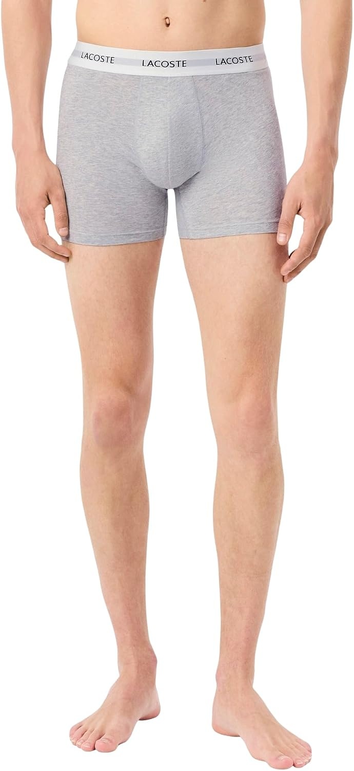 image:imageLacoste Mens Long Stretch Cotton Jersey Boxer Brief 3packBlackWhiteGrey