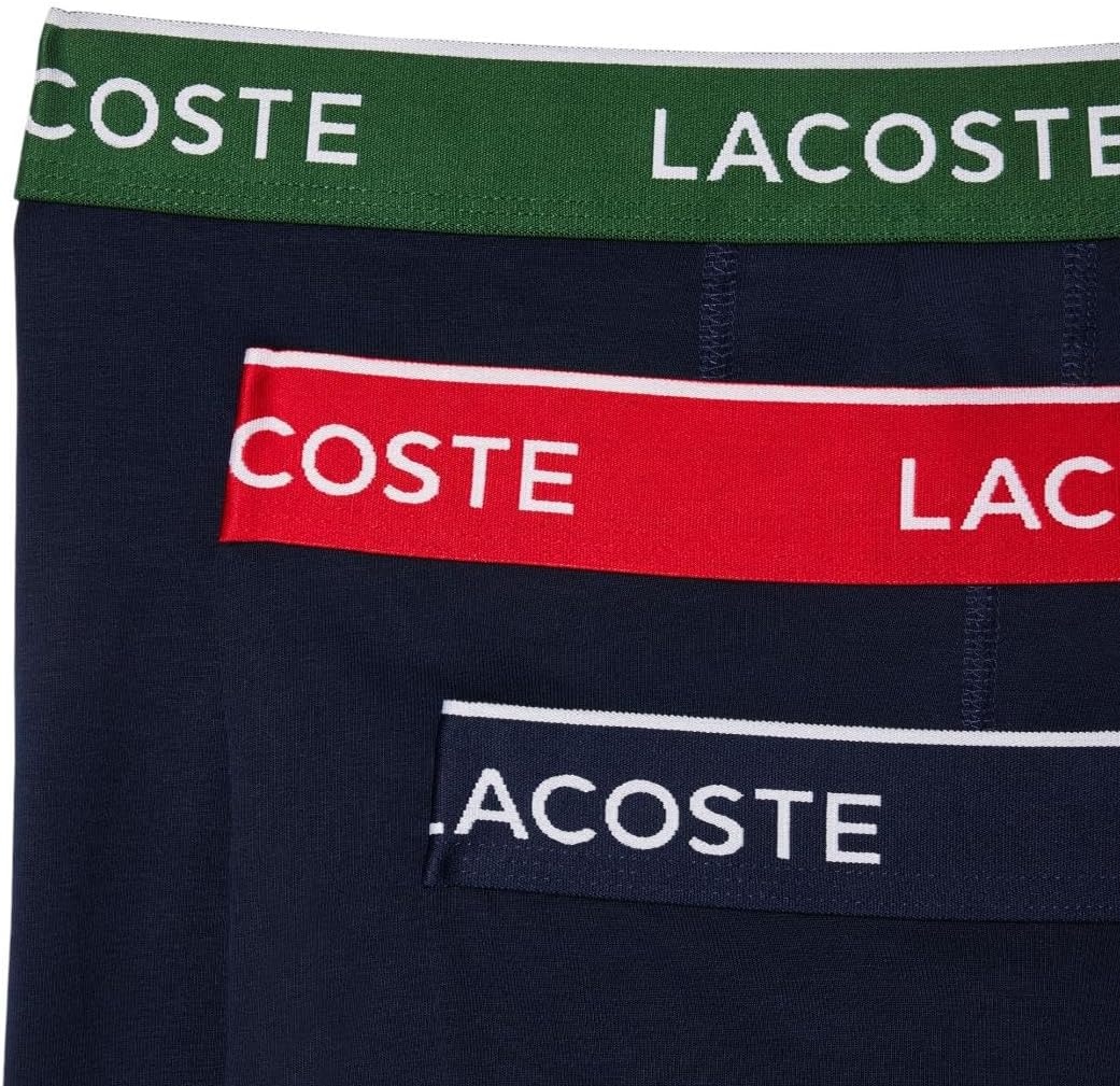 image:imageLacoste Mens Long Stretch Cotton Jersey Boxer Brief 3packNavy BlueGreenRedNavy