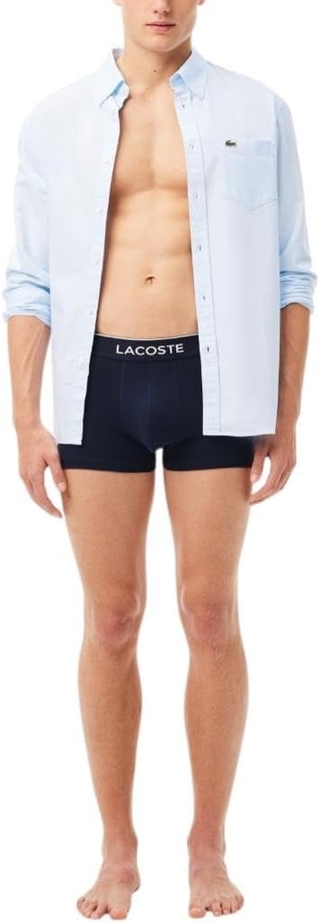 image:imageLacoste Mens Long Stretch Cotton Jersey Boxer Brief 3packNavy BlueGreenRedNavy