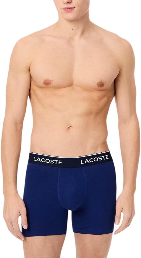 image:imageLacoste Mens Long Stretch Cotton Jersey Boxer Brief 3packNavy BlueRedDeep Ocean