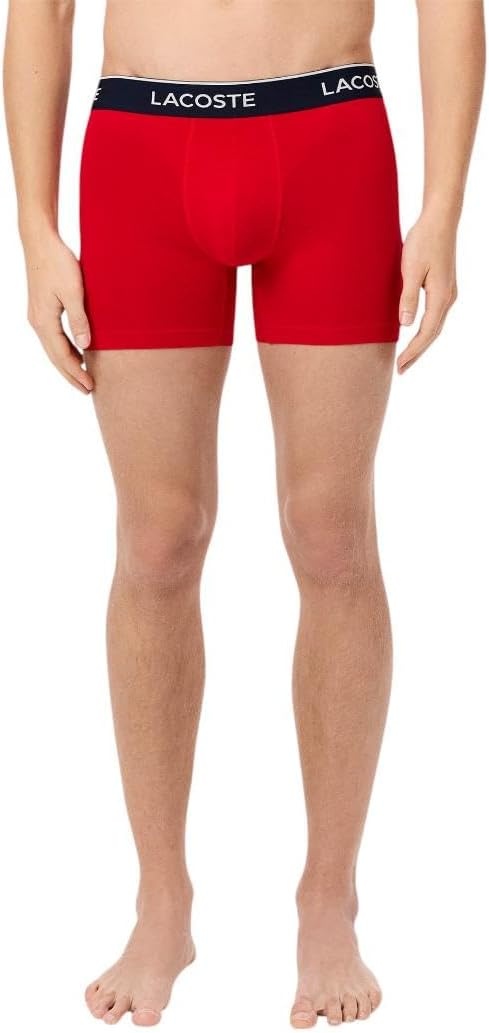 image:imageLacoste Mens Long Stretch Cotton Jersey Boxer Brief 3packNavy BlueRedDeep Ocean