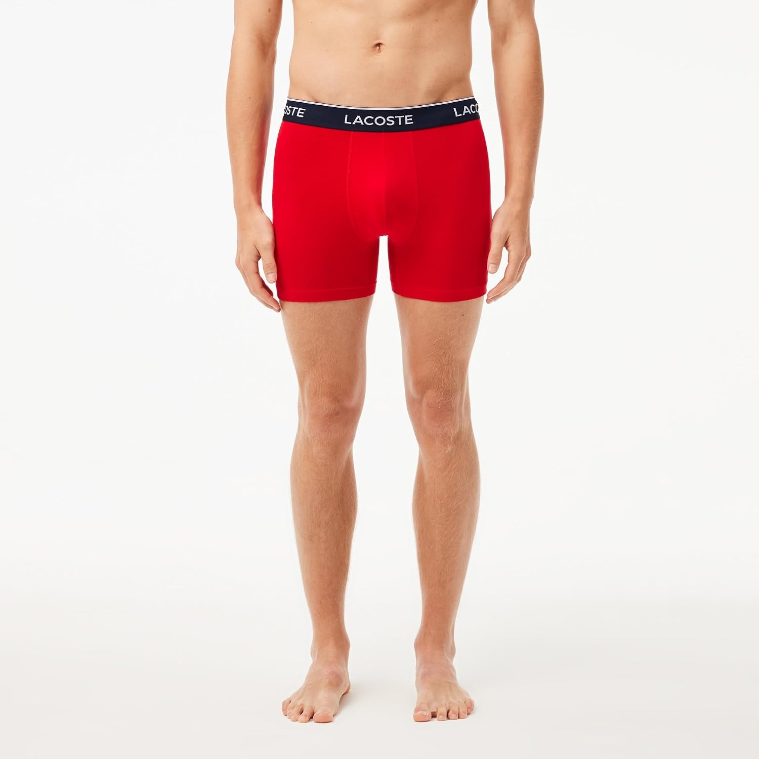 image:imageLacoste Mens Long Stretch Cotton Jersey Boxer Brief 3packNavy BlueRedDeep Ocean New