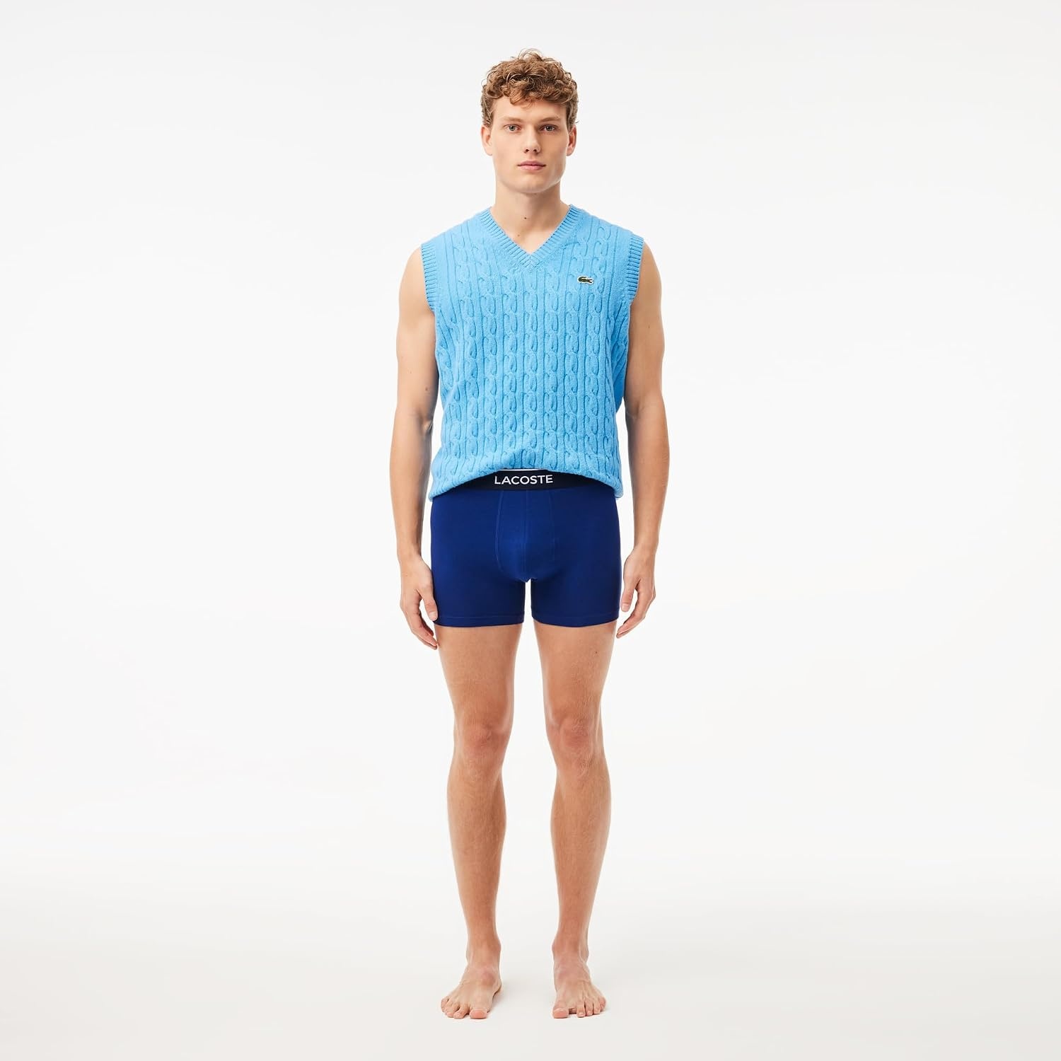 image:imageLacoste Mens Long Stretch Cotton Jersey Boxer Brief 3packNavy BlueRedDeep Ocean New