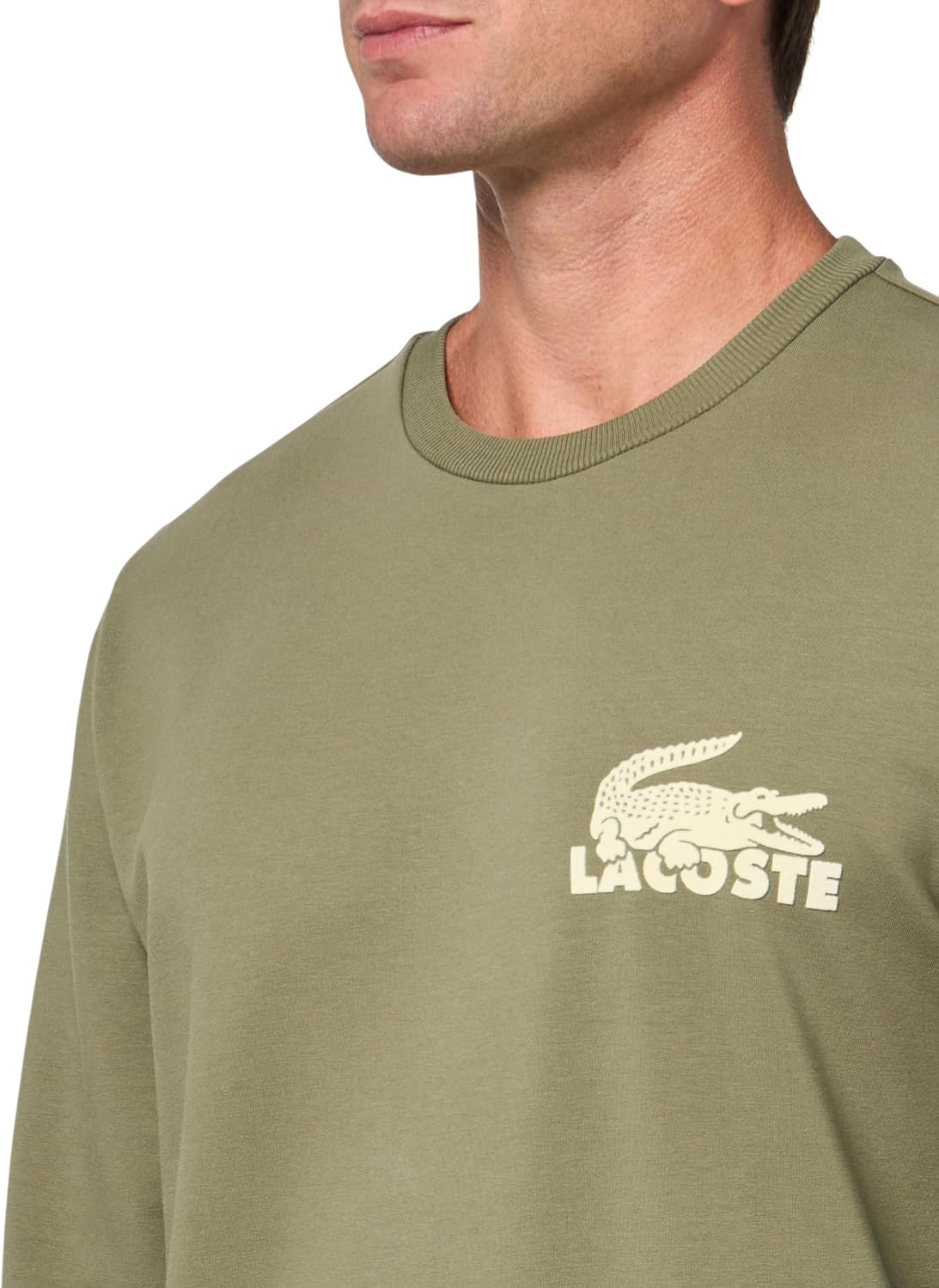 image:imageLacoste Mens Mens Cotton Fleece Indoor SweatshirtKhaki Green Yellow