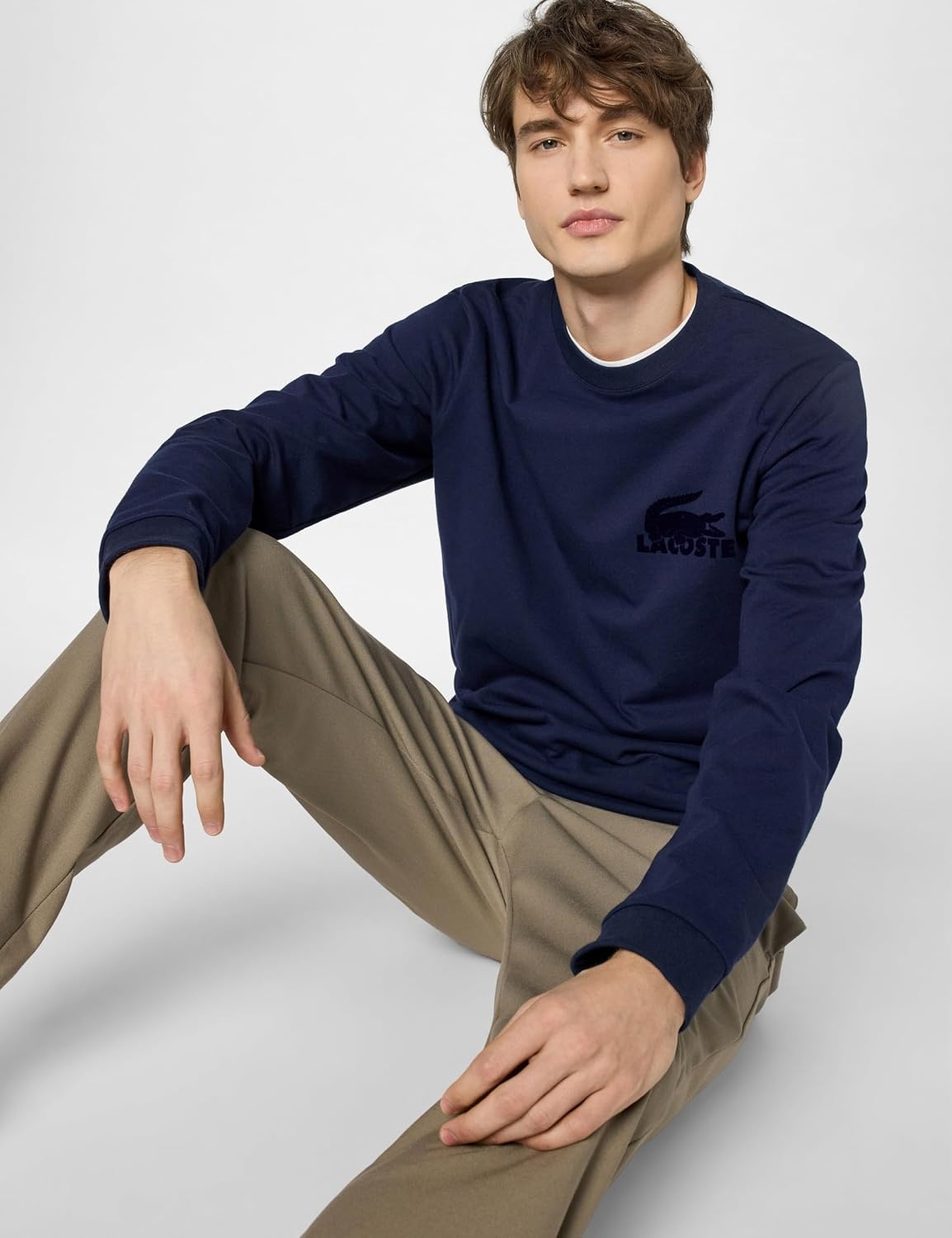image:imageLacoste Mens Mens Cotton Fleece Indoor SweatshirtNavy Blue