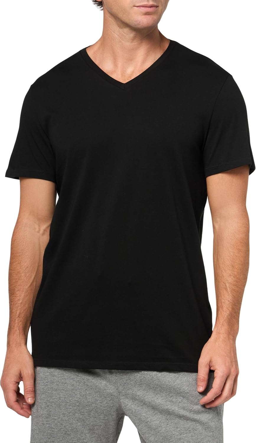 image:imageLacoste Mens Mens Vneck Cotton Lounge Tshirt 3PackBlack