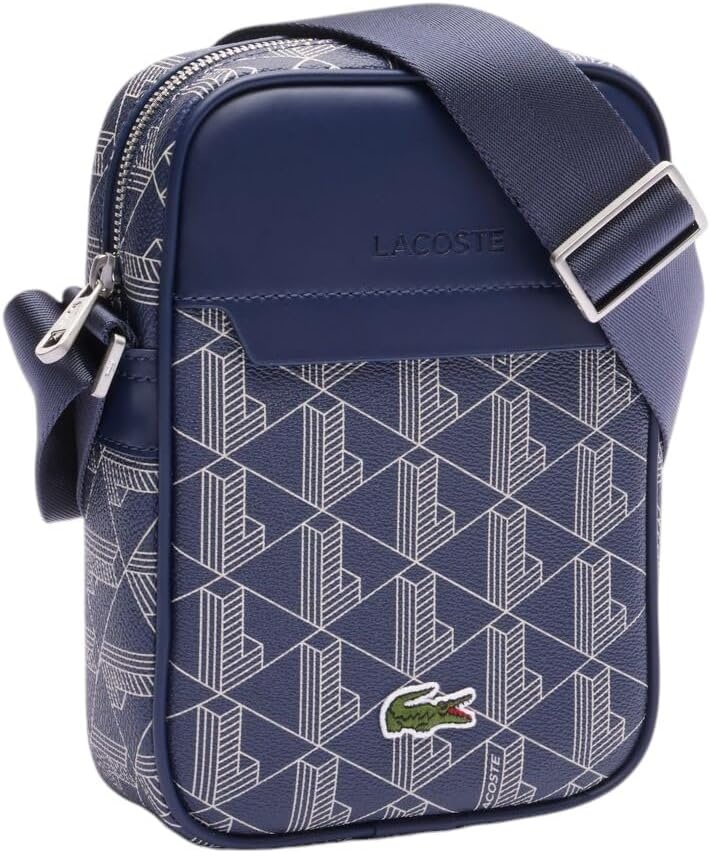 image:imageLacoste Mens Monogram SatchelDove GreyWhiteNavy BlueSunny