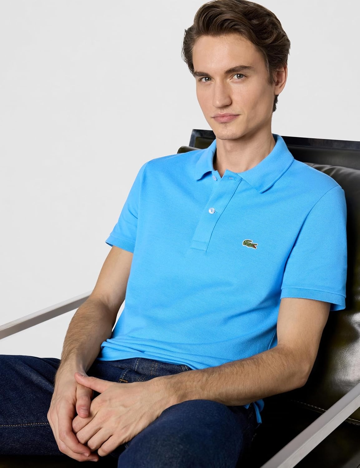 image:imageLacoste Mens Petit Piqu Slim Fit Polo ShirtArgentine Blue