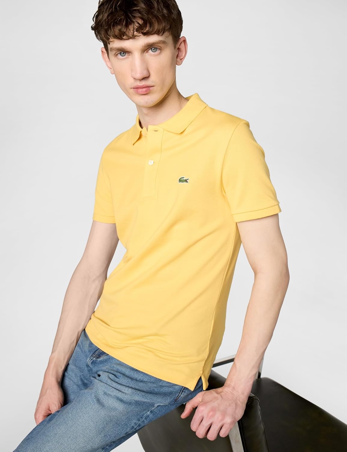 image:imageLacoste Mens Petit Piqu Slim Fit Polo ShirtCornsilk