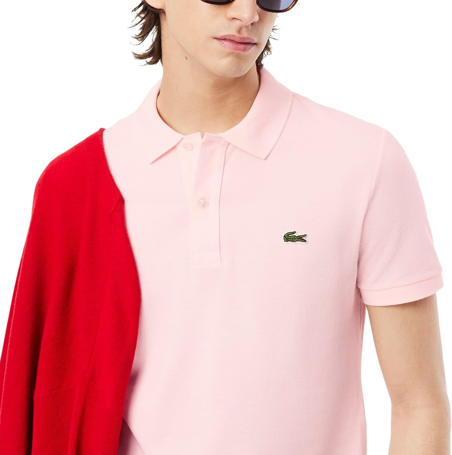 image:imageLacoste Mens Petit Piqu Slim Fit Polo ShirtFlamingo