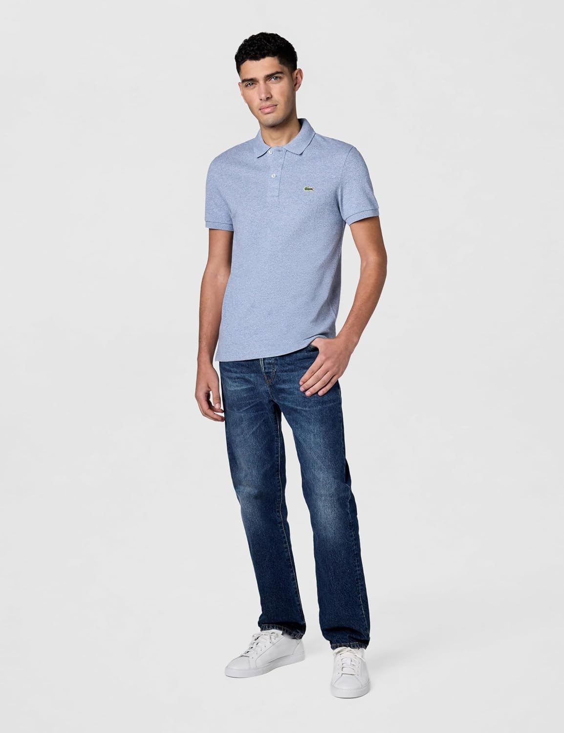 image:imageLacoste Mens Petit Piqu Slim Fit Polo ShirtLight Indigo Blue