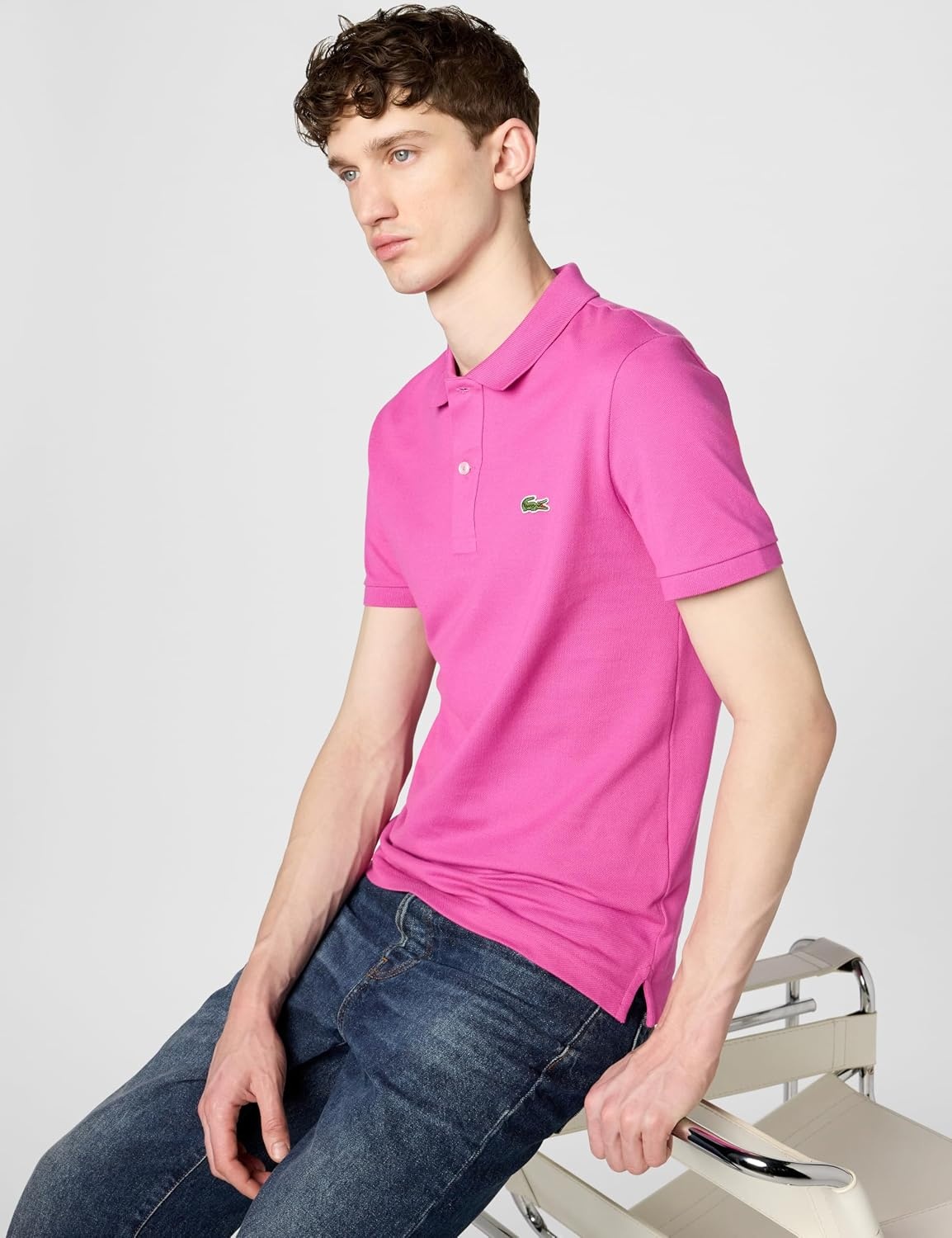 image:imageLacoste Mens Petit Piqu Slim Fit Polo ShirtMalva