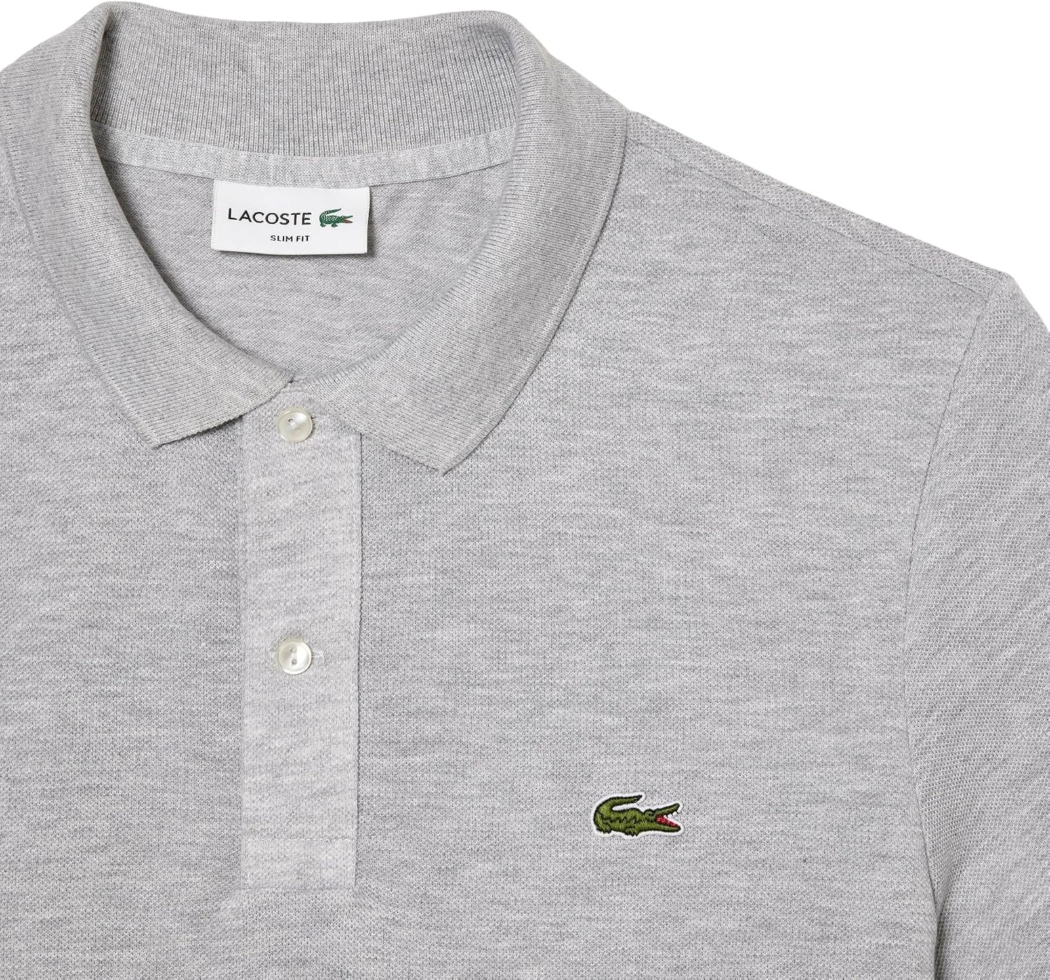 image:imageLacoste Mens Petit Piqu Slim Fit Polo ShirtSilver Chine