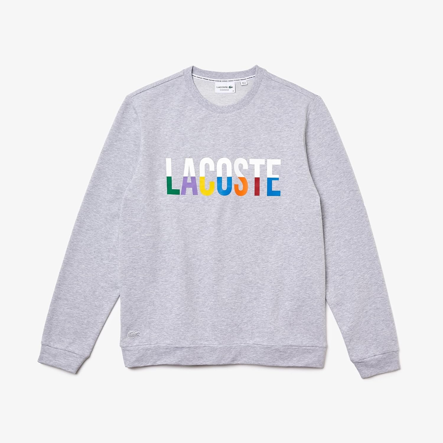 image:imageLacoste Mens Print Cotton Fleece Indoor Sweatshirt Silver ChineMultico XLarge