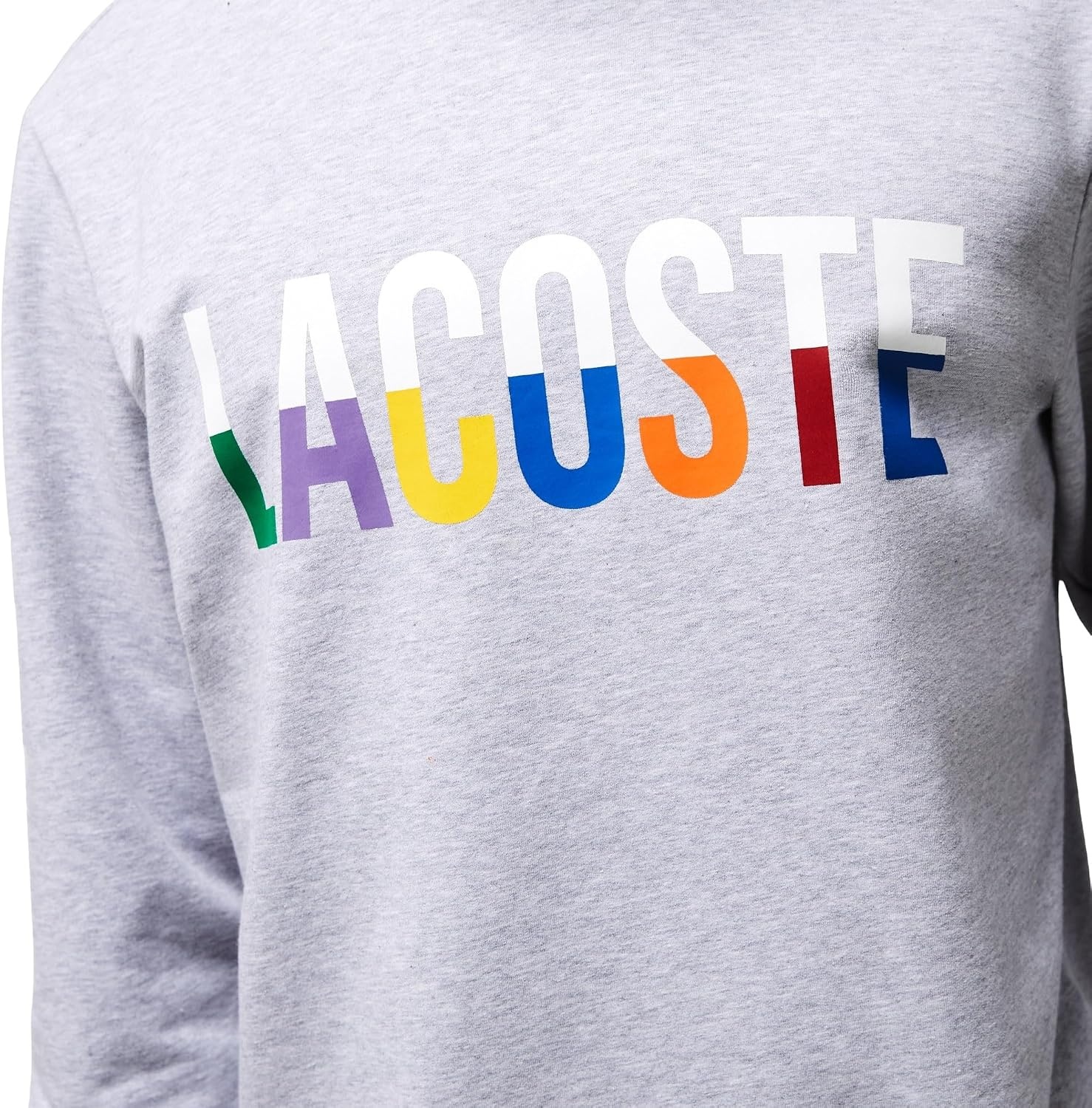 image:imageLacoste Mens Print Cotton Fleece Indoor Sweatshirt Silver ChineMultico XLarge