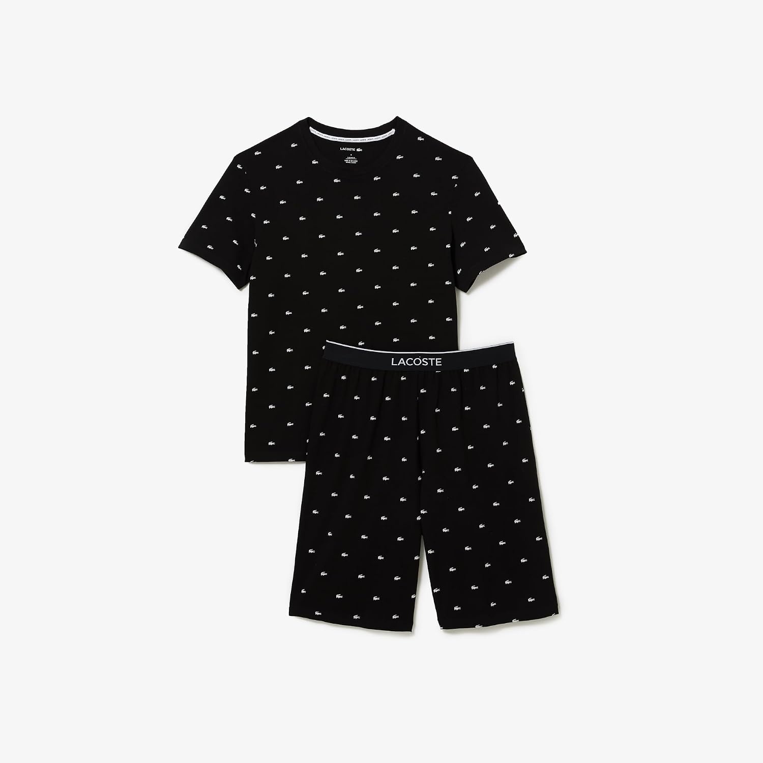 image:imageLacoste Mens Printed Cotton Pyjama SetMidnight BlueNatural White