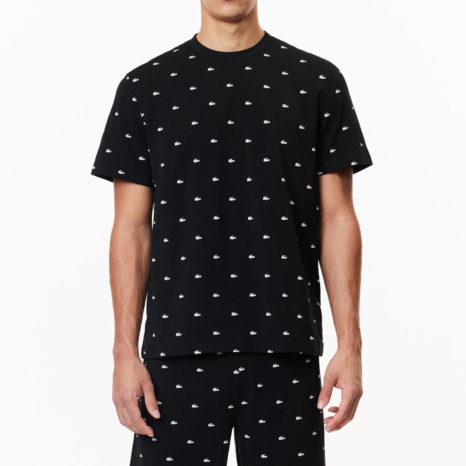 image:imageLacoste Mens Printed Cotton Pyjama SetMidnight BlueNatural White
