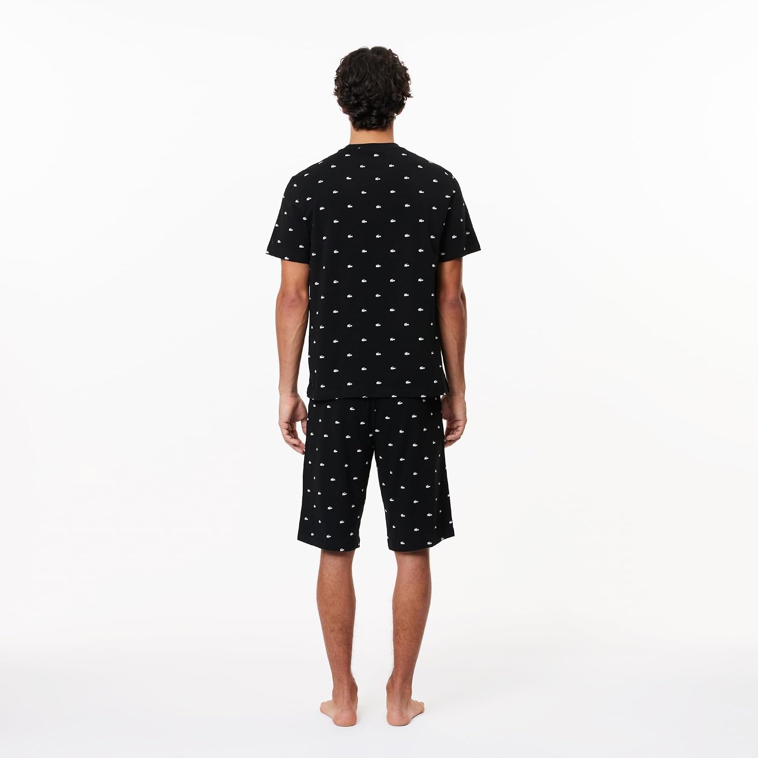 image:imageLacoste Mens Printed Cotton Pyjama SetMidnight BlueNatural White