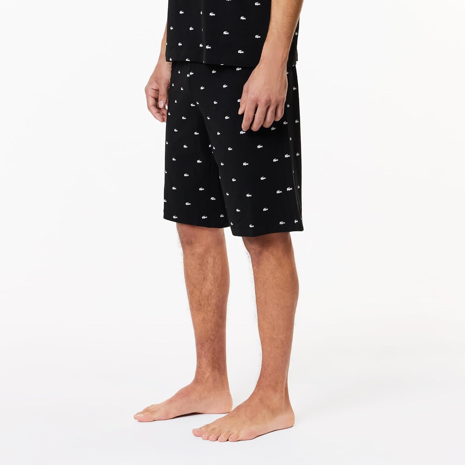 image:imageLacoste Mens Printed Cotton Pyjama SetMidnight BlueNatural White