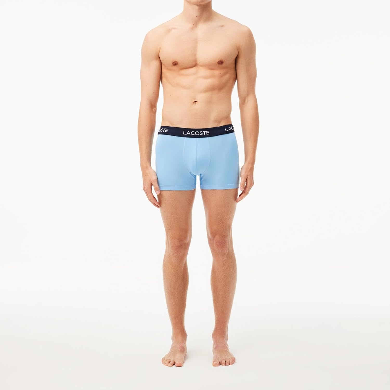 image:imageLacoste Mens Recycled Microfiber Ultra Dry Trunks 3pack Navy BlueDeep OceanTropical Blue New Large