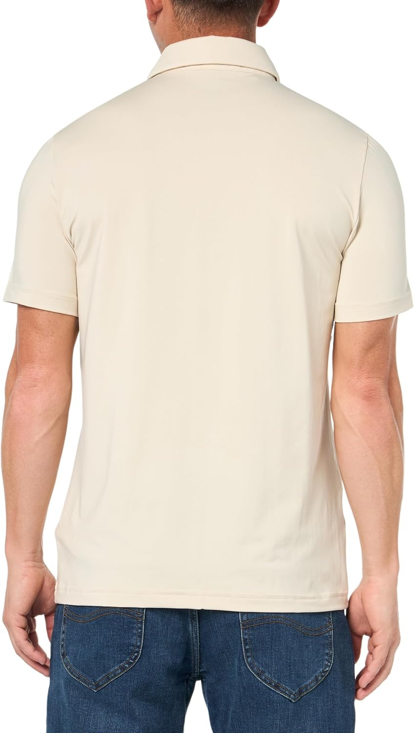 image:imageLacoste Mens Regular Fit Colorblock Golf Polo ShirtBeigeLight Blue