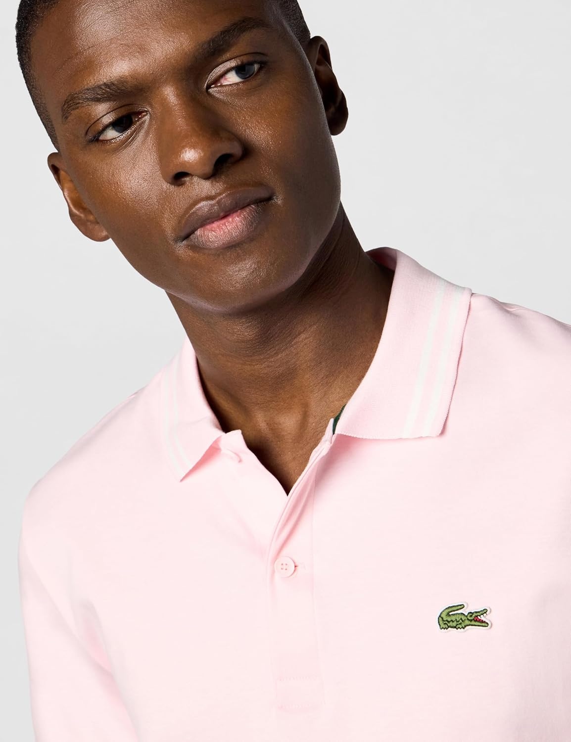 image:imageLacoste Mens Regular Fit Cotton Pima Interlock Polo ShirtFlamingo